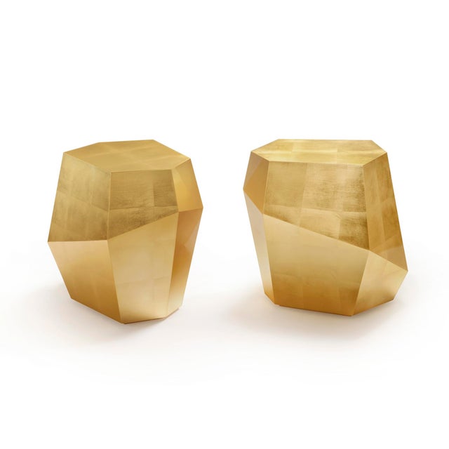 Three Rocks High Side Table in Gold Leaf from Insidherland, in New conditions. Designed from 2000 Labeled by Maker
