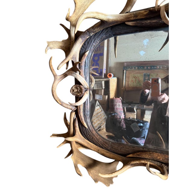 Antler Mirror German Antique For Sale - Image 9 of 9