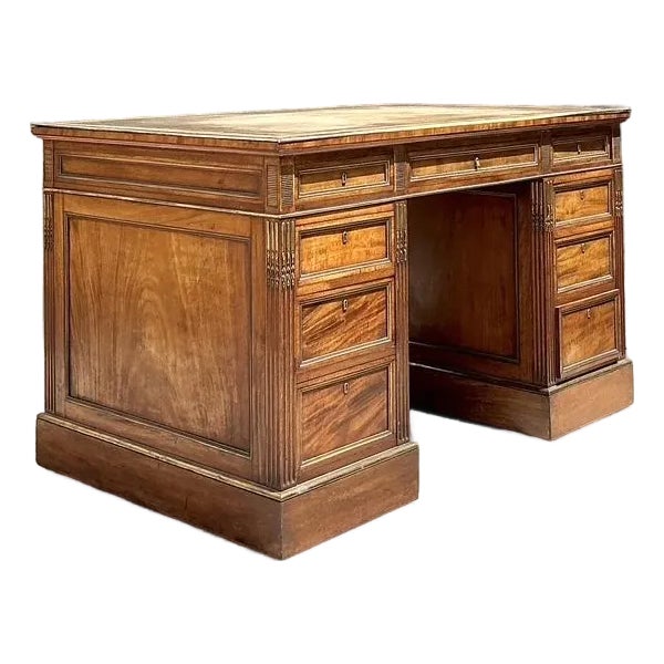 Vintage Bertram and Sons Gilt Tipped Leather Top Desk For Sale