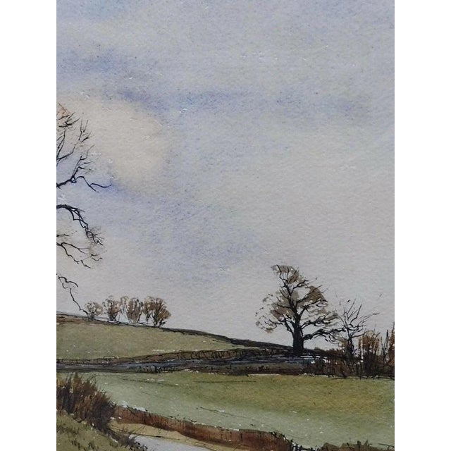 Blue Ronald Birch, Near Little Rissington, Cotswold Landscape, Mid Century, Watercolour For Sale - Image 8 of 14