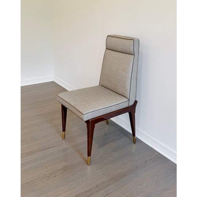 2020s Set of 10 Lorin Marsh Art Deco Tuxedo Dining Chairs in High-Gloss Mahogany & Brass For Sale - Image 5 of 18