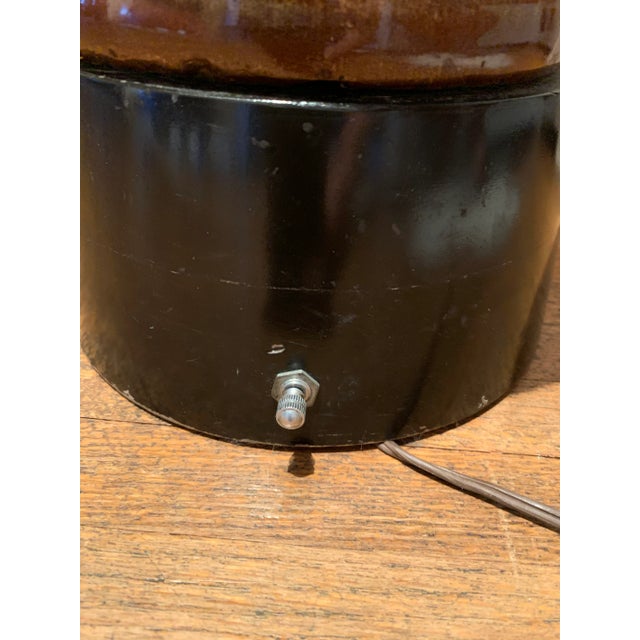 Vintage Brown Jar Ceramic Table Lamp For Sale - Image 4 of 6