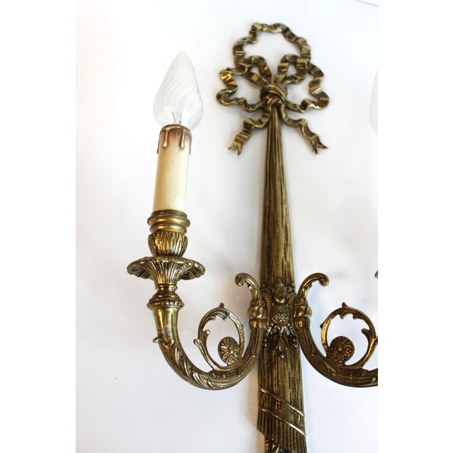 Gilt Bronze Wall Sconces, Set of 2 For Sale - Image 9 of 12