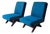 Mid-Century Petrol Blue Velvet Armchairs with Wooden Cross Legs, Italy, 1960s, Set of 2 For Sale