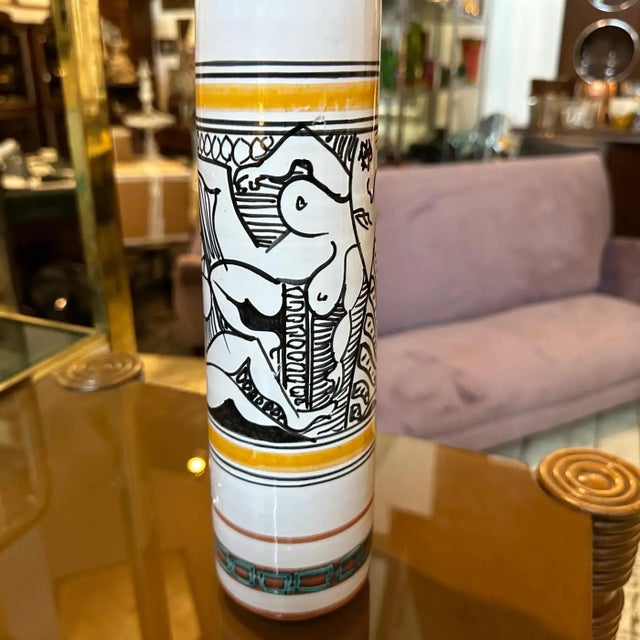 1970s Modernist Hand-Crated and Painted Ceramic Unique Piece Sicilian Jug For Sale - Image 9 of 12