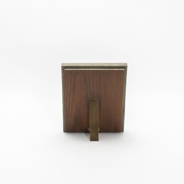 Wood Picture Frame 5x7” in Grey Shagreen With Brass Indentation by R&y Augousti For Sale - Image 7 of 8