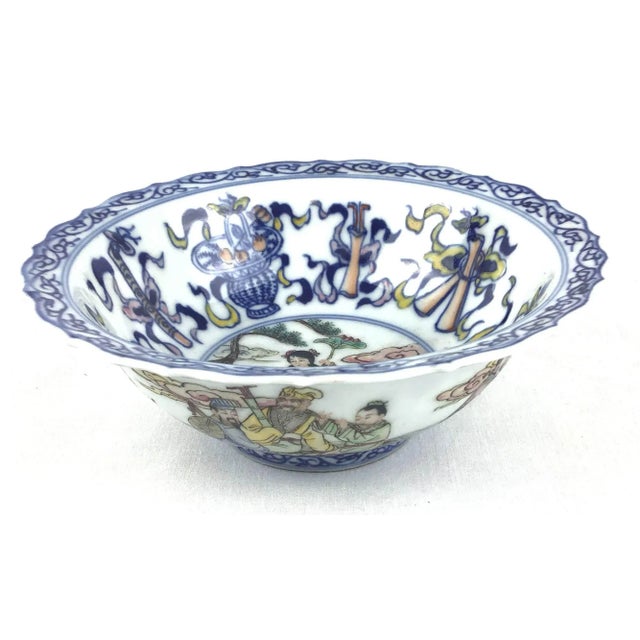 Antique Chinese Porcelain Bowl with Silk Box For Sale - Image 13 of 13