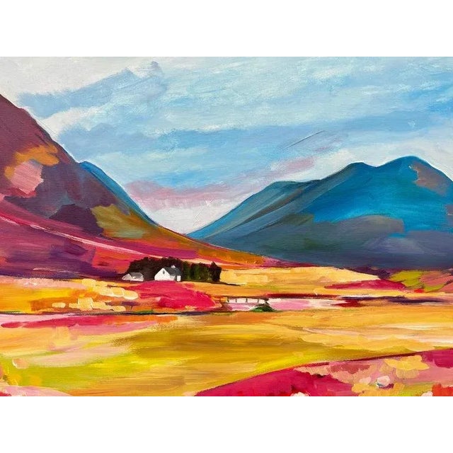 Textile Colourful Abstract Landscape Painting of Scottish Highlands by Contemporary Artist For Sale - Image 7 of 13