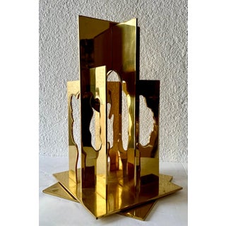 Menashe Kadishman, Israeli Pop Art Abstract Cutout Trees Kinetic Gilt Sculpture Menashe Kadishman, c.1970's For Sale