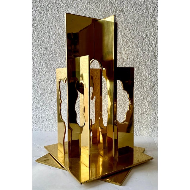 Menashe Kadishman, Israeli Pop Art Abstract Cutout Trees Kinetic Gilt Sculpture Menashe Kadishman, c.1970's For Sale