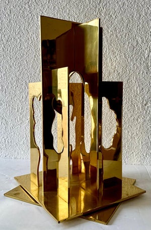 Menashe Kadishman, Israeli Pop Art Abstract Cutout Trees Kinetic Gilt Sculpture Menashe Kadishman, c.1970's