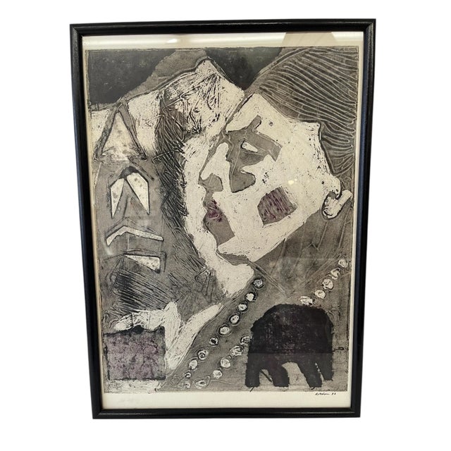 1988 Abstract Figurative Collagraph Print "Indian Ill - Elephant" by B. Dodson For Sale In Seattle - Image 6 of 12