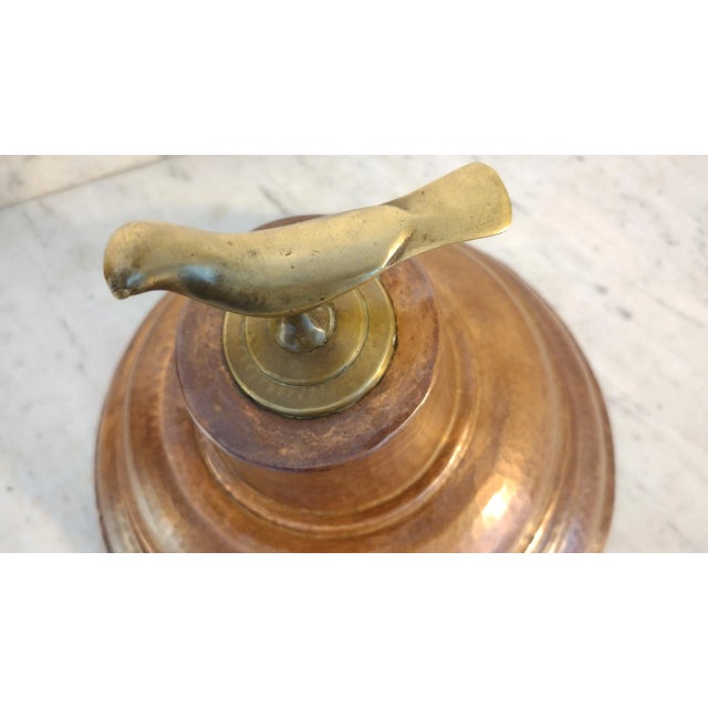 Beautiful handmade copper and brass brazier lid, approx 11.75" in diameter. Judging by style and similar items, this is...