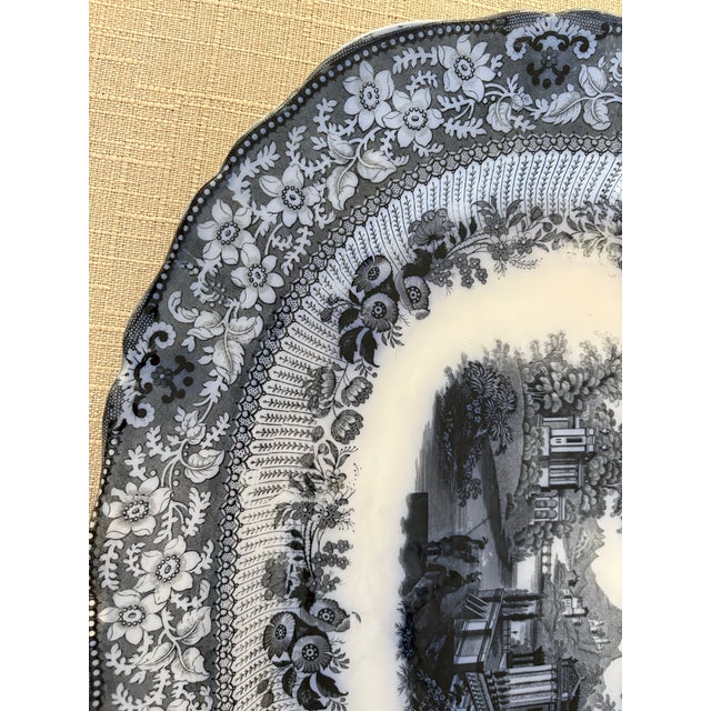Antique Mid-19th Century Ridgways “Grecian” Blue Transferware Graduated Platters (15”, 17”, & 19”) - Set of 3 For Sale In Tampa - Image 6 of 12