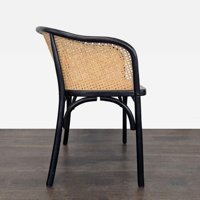 Contemporary Pottery Barn Barrel Back Cane Dining Armchair For Sale - Image 3 of 10
