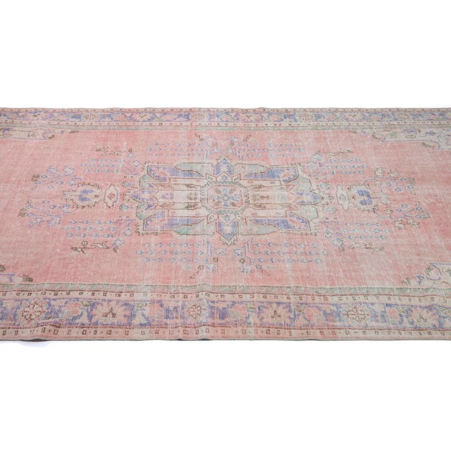 Turkish 1960s Vintage Distressed Oushak Rug - 6′6″ × 10′9″ For Sale - Image 3 of 5