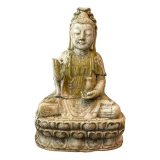 1940s Carved Marble 3 Feet High Siddhartha For Sale