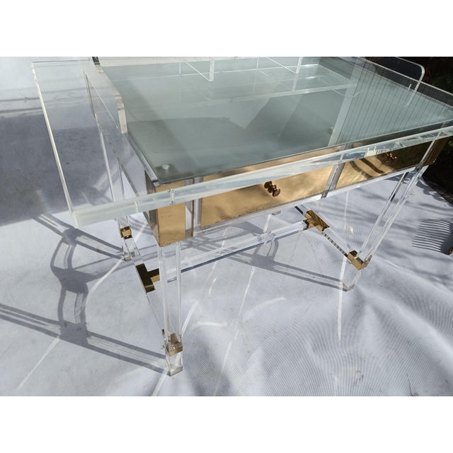Acrylic Glass and Brass Desk by Charles Hollis Jones, 1990s For Sale - Image 16 of 17