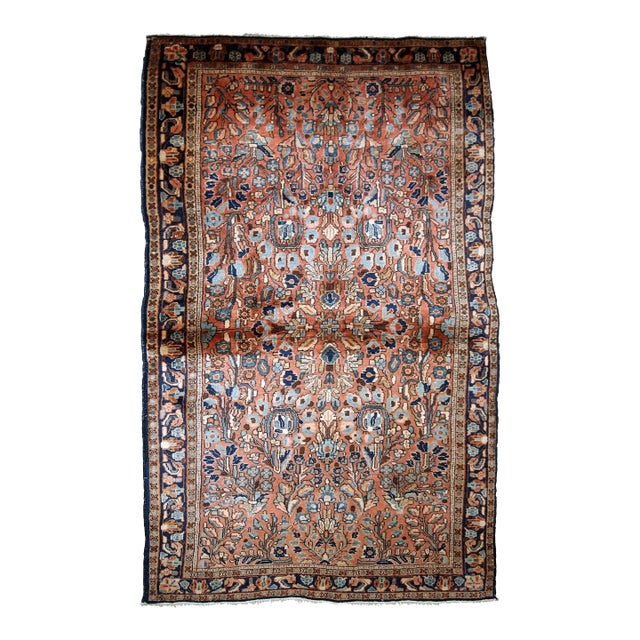 1920s, Handmade Antique Persian Sarouk Rug 3.4' X 5.4' For Sale
