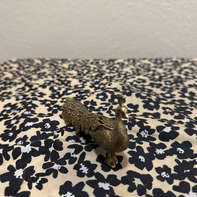 Traditional Vintage Brass Peacock Figurine For Sale - Image 3 of 6