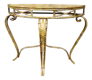 Regency Style Metal Faux Bamboo Console Table