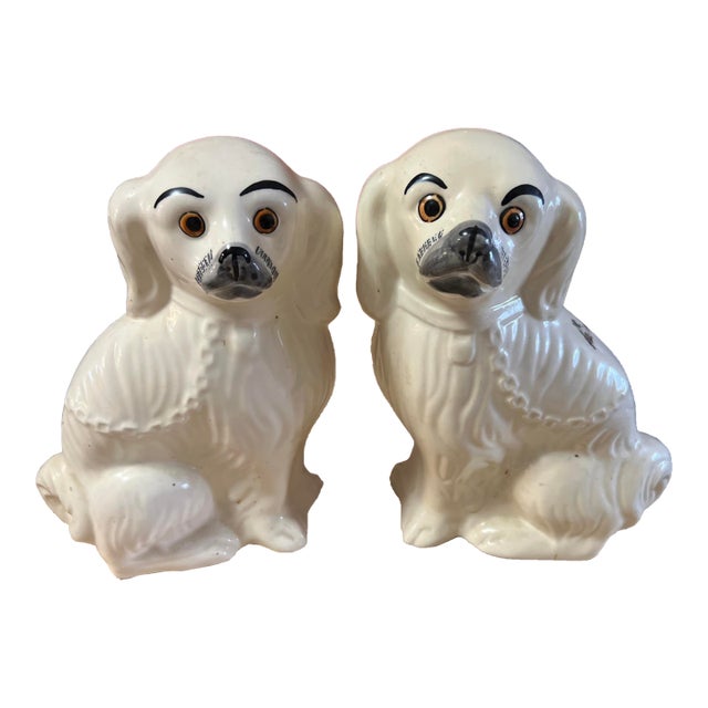 Pair of Vintage Decorated Staffordshire Dogs, Circa 1930's For Sale