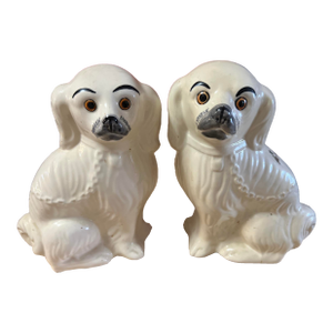 Pair of Vintage Decorated Staffordshire Dogs, Circa 1930's