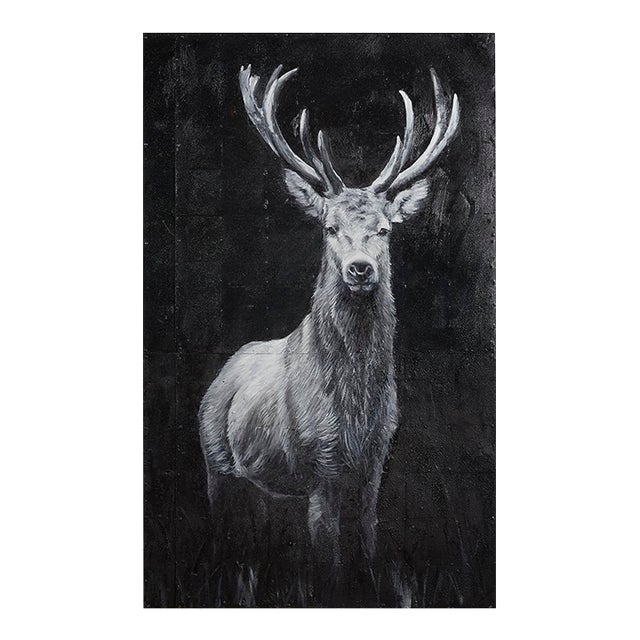 Deer II Collective Bap Vietnam Art Large-Scale Black White Wildlife Portrait For Sale