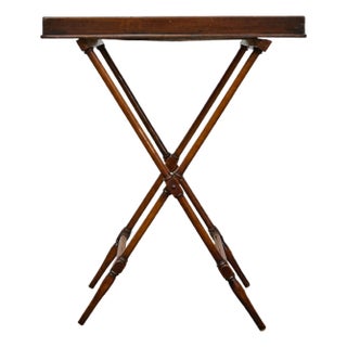 19th Century English Tray on Stand Mahogany Side Table with X-Form Base For Sale