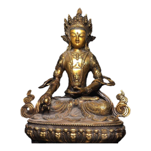 Vintage Gilt Bronze Ksitigarbha Bodhisattva Statue Buddhist Deity 12.2"