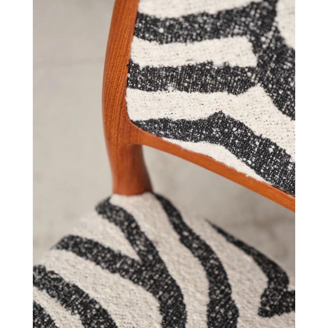 Model 80 Dining Chairs in Teak with Zebra-Print Upholstery by Niels O. Møller for j.l. Møllers, Denmark, 1960s, Set of 6 For Sale - Image 16 of 18
