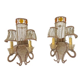 Beaded Venetian "Maison Bagues" Style Large Sconces - A Pair For Sale