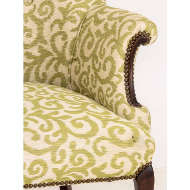 Chippendale Style Upholstered Wingback Armchair For Sale - Image 4 of 8
