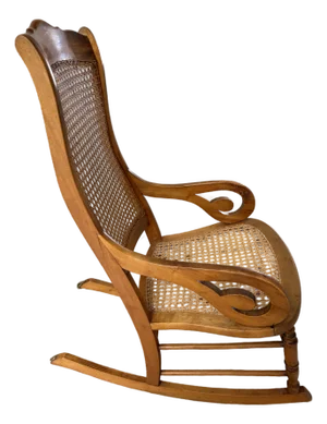 Vintage Solid Maple Wood Bentwood Cane Rocking Chair