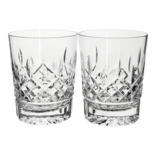 Late 20th Century Waterford Crystal Lismore Double Old Fashioned Glasses Set of 2 For Sale