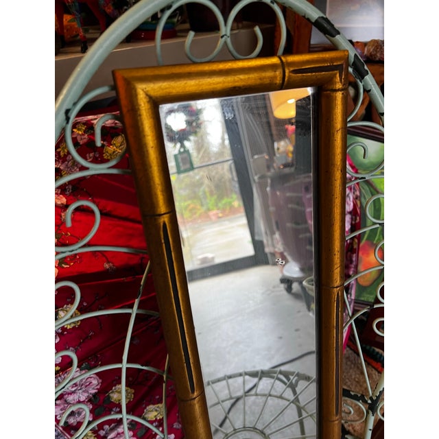 1970s Gold Faux Bamboo Skinny Wall Mirror For Sale - Image 4 of 8