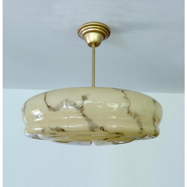 Art Deco Ivory Marble Glass Pendant Light, 1930s For Sale - Image 18 of 18
