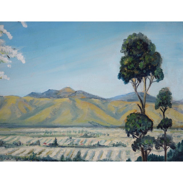 1940s Mid Century Oil Landscape of Santa Clara Valley Before Silicon Valley by Anthony Quartuccio For Sale - Image 5 of 9