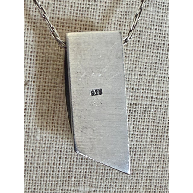 Postmodern Sterling Silver 925 Minimalist Pendant on Long Necklace, 2 Pieces For Sale - Image 15 of 16