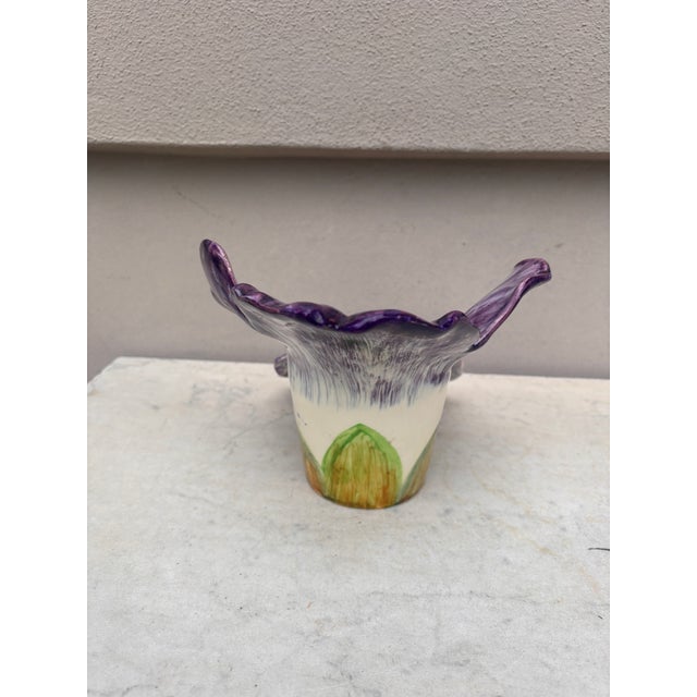 Delphin Massier Majolica Violet Cache Pot Delphin Massier Circa 1890 For Sale - Image 4 of 8