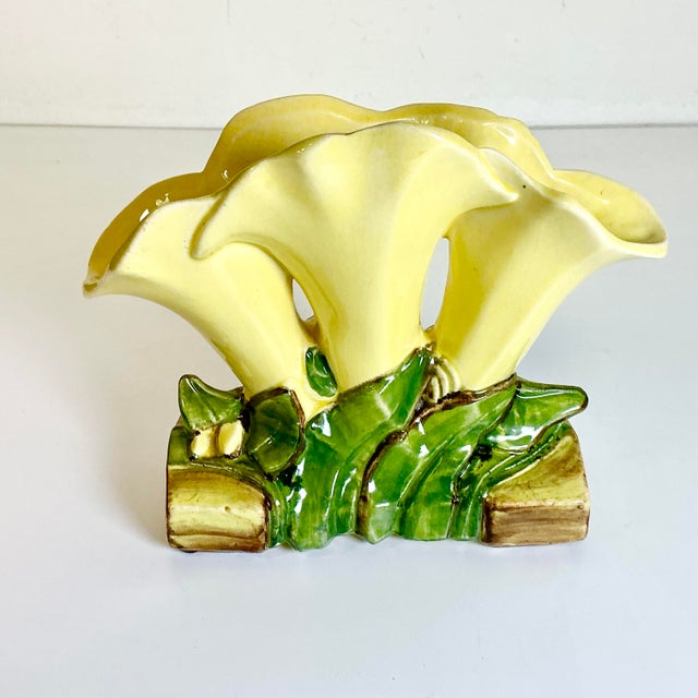 1930s Vintage Art Deco Americana Boho Chic McCoy Pottery Lily Vase - 3 Wells. For Sale - Image 12 of 16