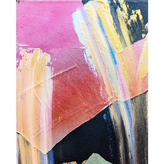 Contemporary Bret Shirley Contemporary Colorful Metallic Gestural Pink, Blue, and Gold Abstract Painting, 2017 For Sale - Image 3 of 9