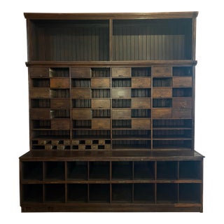 Early 20th Century Monumental Antique General Store Cabinet For Sale