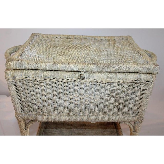 Early 20th Century Original Painted Sea Grass Side Table For Sale In Los Angeles - Image 6 of 9