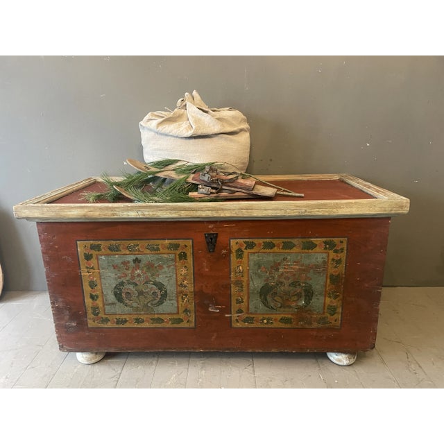 Wood Large Antique Fir Chest For Sale - Image 7 of 11