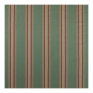 Morris & Co. Pimlico Stripe Fabric in Teal/Mulberry - a sample For Sale