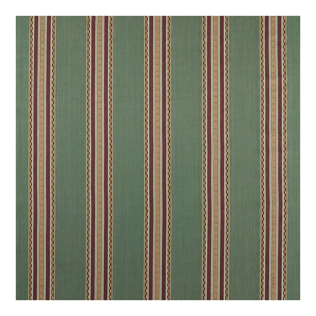 Morris & Co. Pimlico Stripe Fabric in Teal/Mulberry - a sample For Sale