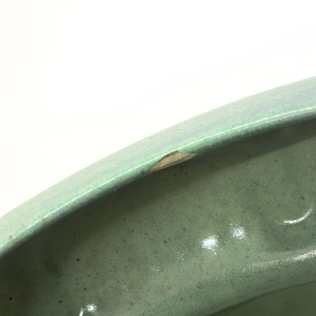 Arts & Crafts Style Sage Green Ceramic Vase With Leaf Motif by Haeger For Sale - Image 10 of 11