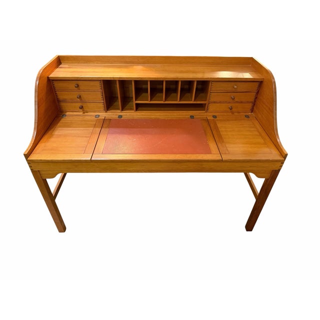 An exceptional, highly collectible mid-century Scandinavian free-standing writing desk designed by Andreas Hansen in 1969...