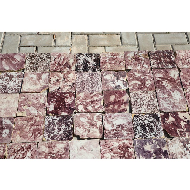18th Century Baroque Aubergine Spongeware Set of Ninety Tiles, Portuguese For Sale - Image 16 of 18